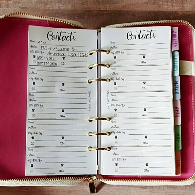 Contacts Recollections Zippered Planner Insert, Contacts Inserts ...