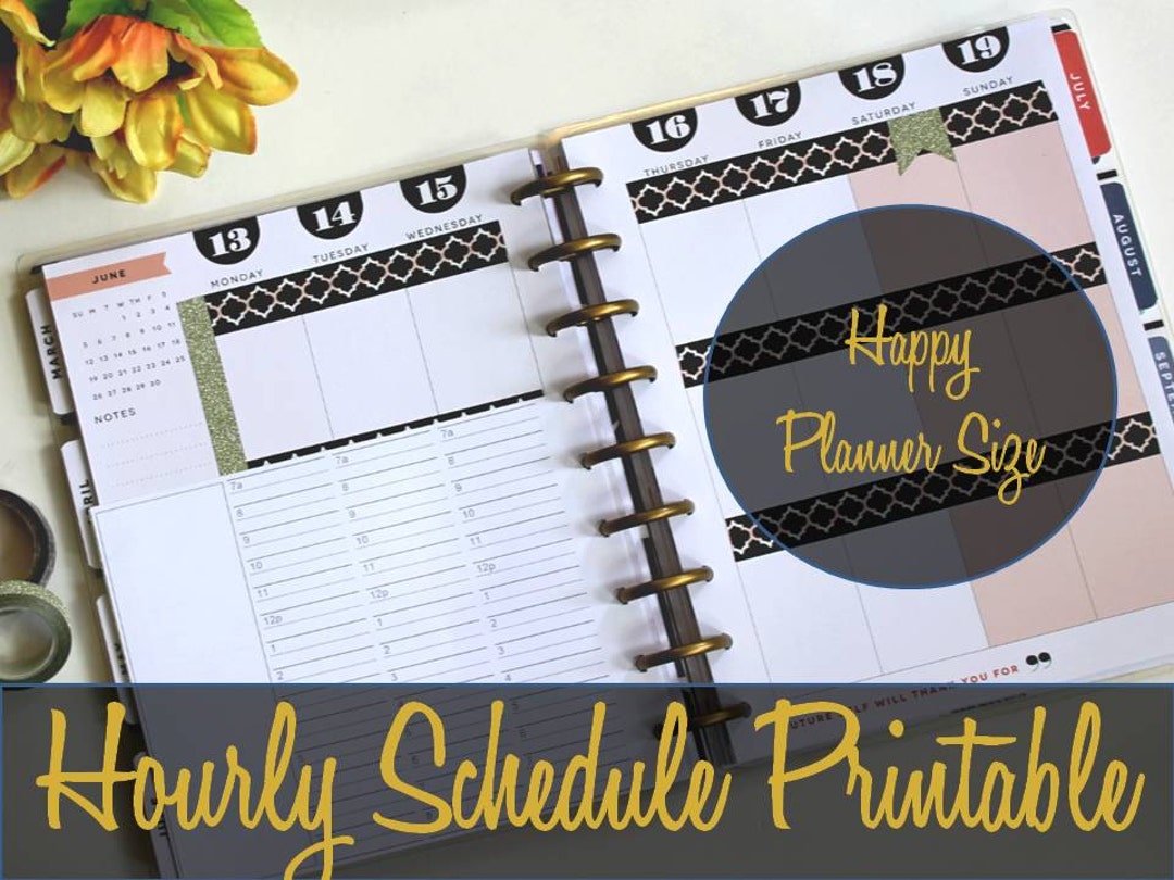 Happy Planner Hourly Insert, Hourly Schedule, Create 365, MAMBI Insert