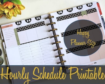 Happy Planner Hourly Insert, Hourly Schedule, Create 365, MAMBI Insert, Happy Planner Inserts, Happy Planner Pages, Printable Insert