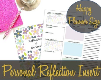 Happy Planner Inserts, Reflection Journal, Reflection and Renewal, Personal Improvement, Mambi Insert, Gratitudes, Self Help, Challenges