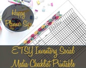 Happy Planner Insert ETSY Inventory Social Media Checklist, Social Media Tracker, Create 365, Mambi Insert, Happy Planner Inserts, Printable