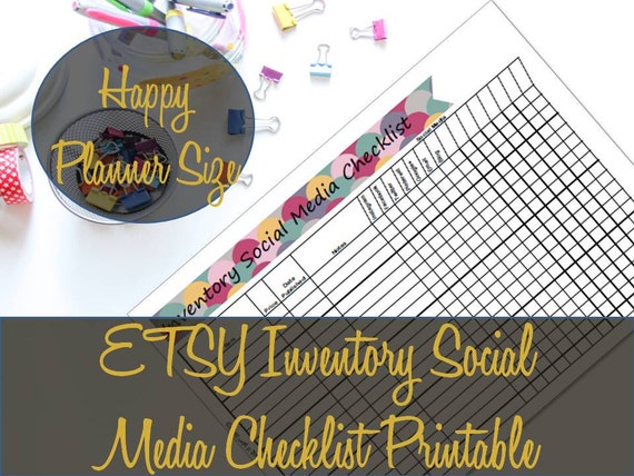 Happy Planner Insert ETSY Inventory Social Media Checklist, Social Media Tracker, Create 365, Mambi Insert, Happy Planner Inserts, Printable
