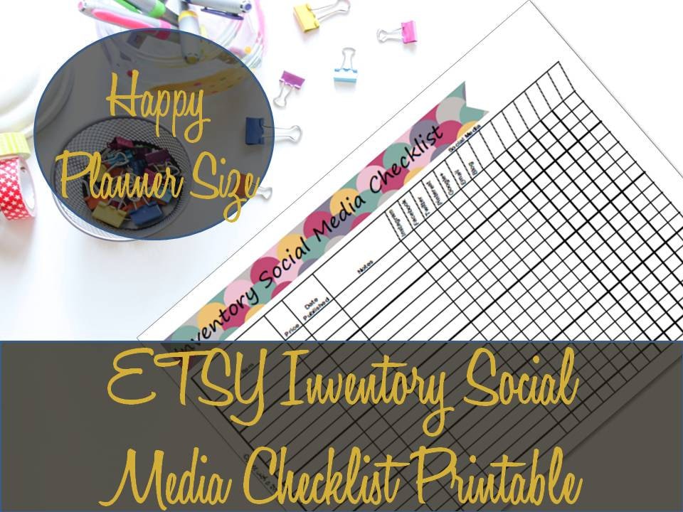 Happy Planner Insert Etsy Inventory Social Media Checklist Social Happy Planner Insert Etsy Inventory Social Media Checklist Social