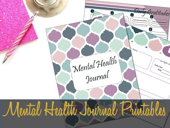 mental health journal printable inserts anxiety log etsy