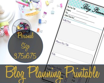 Blog Planning Printable Insert Personal Size, Webster's Refill, Kikki K, Recollections, Filofax - INSTANT DOWNLOAD