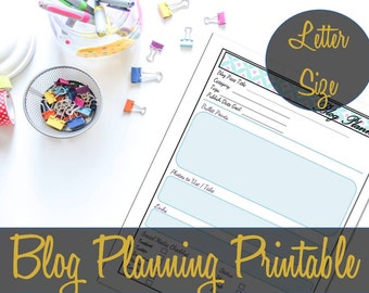 Blog Planning Printable Insert, Letter Size, 8.5x11, Big Happy Planner, Martha Stewart Discbound, ARC, Blog Planning - INSTANT DOWNLOAD