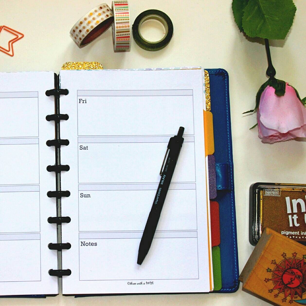 Undated Horizontal Calendar Planner Pages Inserts Half Sheet A5 Size ...