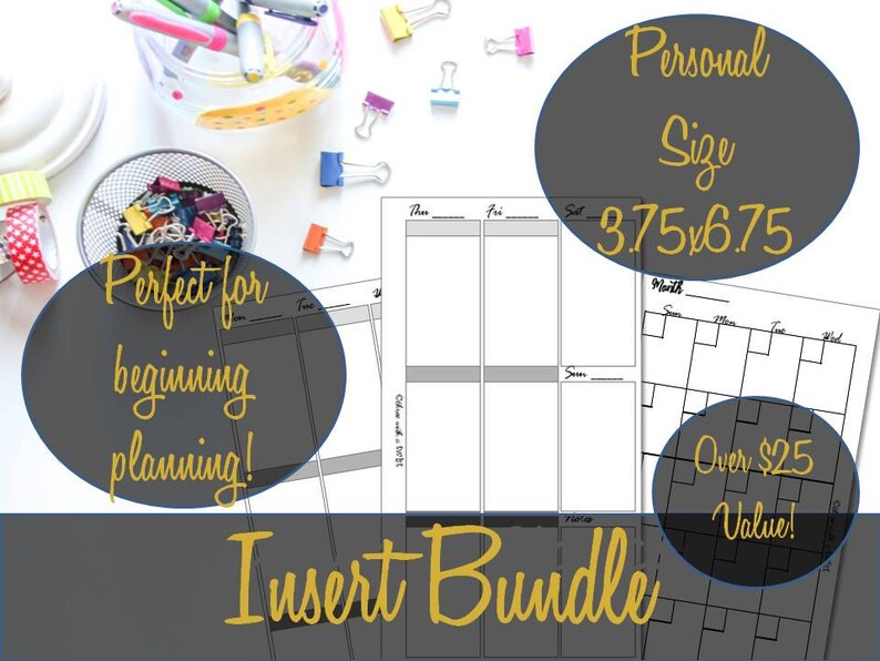 Personal Insert Bundle Insert Starter Kit Filofax Inserts Etsy