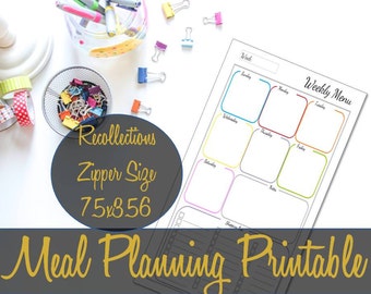 Meal Planning Recollections Zippered Size Printable Insert, Grocery List, Shopping List, Michael's Insert, Menu Planner - INSTANT DOWNLOAD
