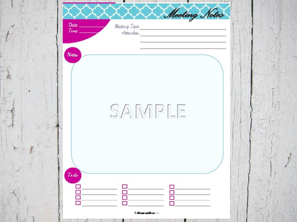 Happy Planner Inserts, Meeting Notes Insert, Happy Planner Printable ...