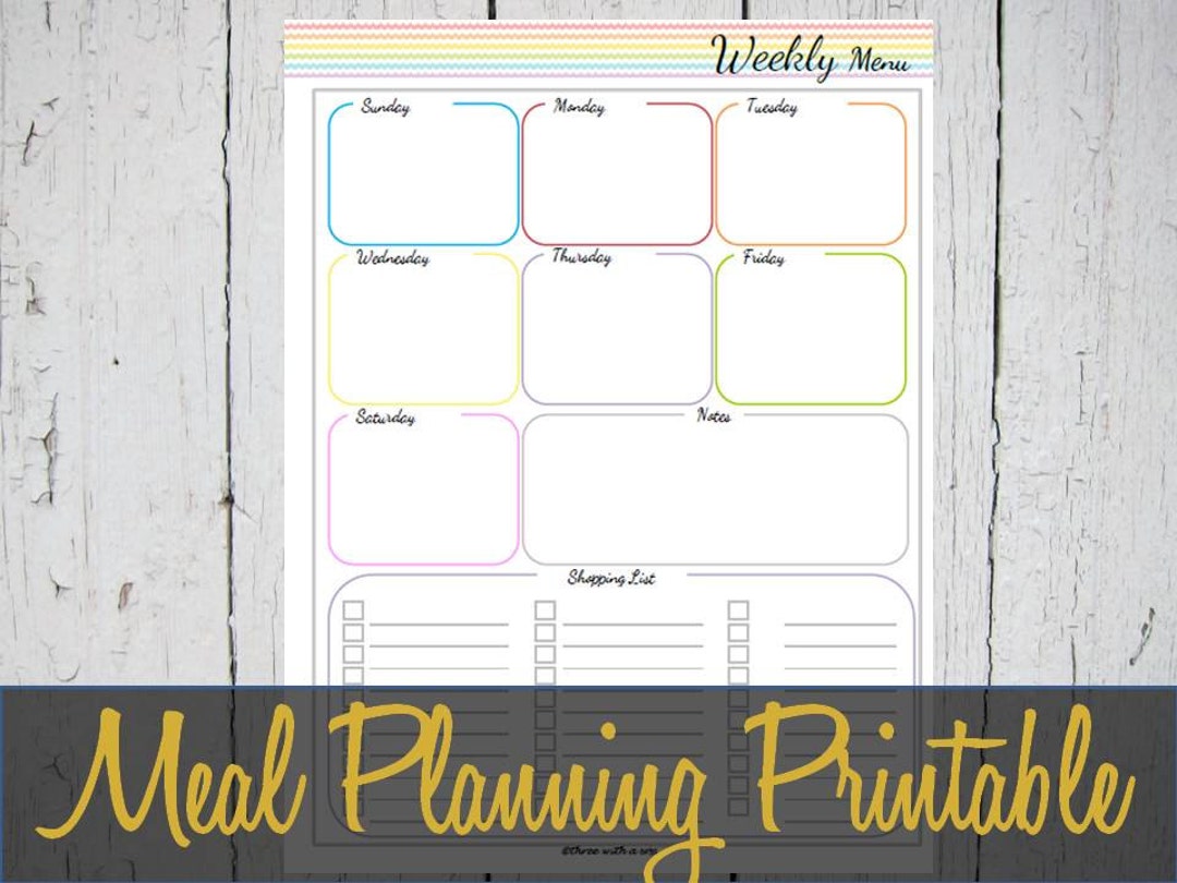 Meal Planning Printable Insert, Menu Plan, Grocery, Shopping List ...