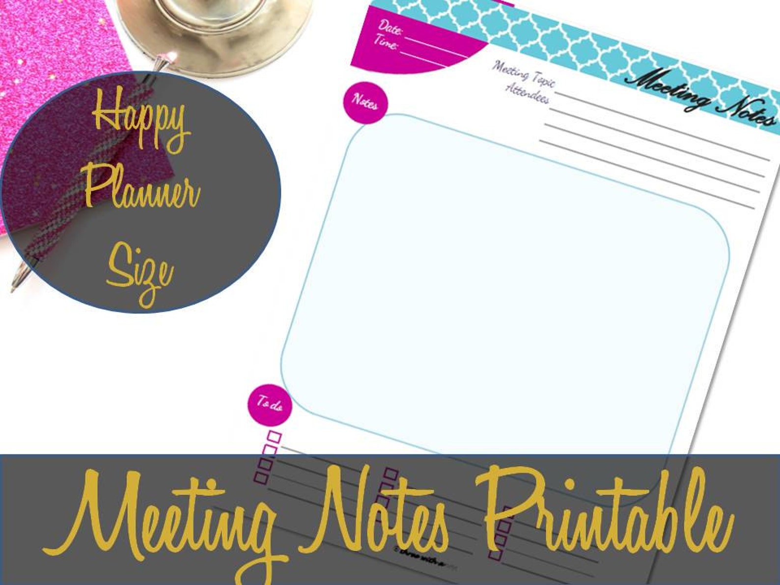 Happy Planner Inserts, Meeting Notes Insert, Happy Planner Printable ...