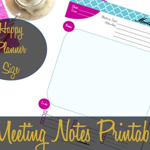 Happy Planner Inserts, Meeting Notes Insert, Happy Planner Printable, Create 365 Insert, MAMBI Insert, Happy Planner Pages, Meeting Log