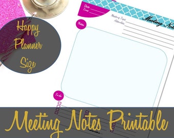 Happy Planner Inserts, Meeting Notes Insert, Happy Planner Printable, Create 365 Insert, MAMBI Insert, Happy Planner Pages, Meeting Log