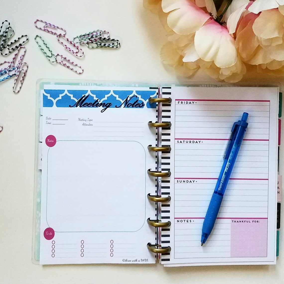 Meeting Notes Mini Happy Planner Printable Insert 4.625x7 - Etsy