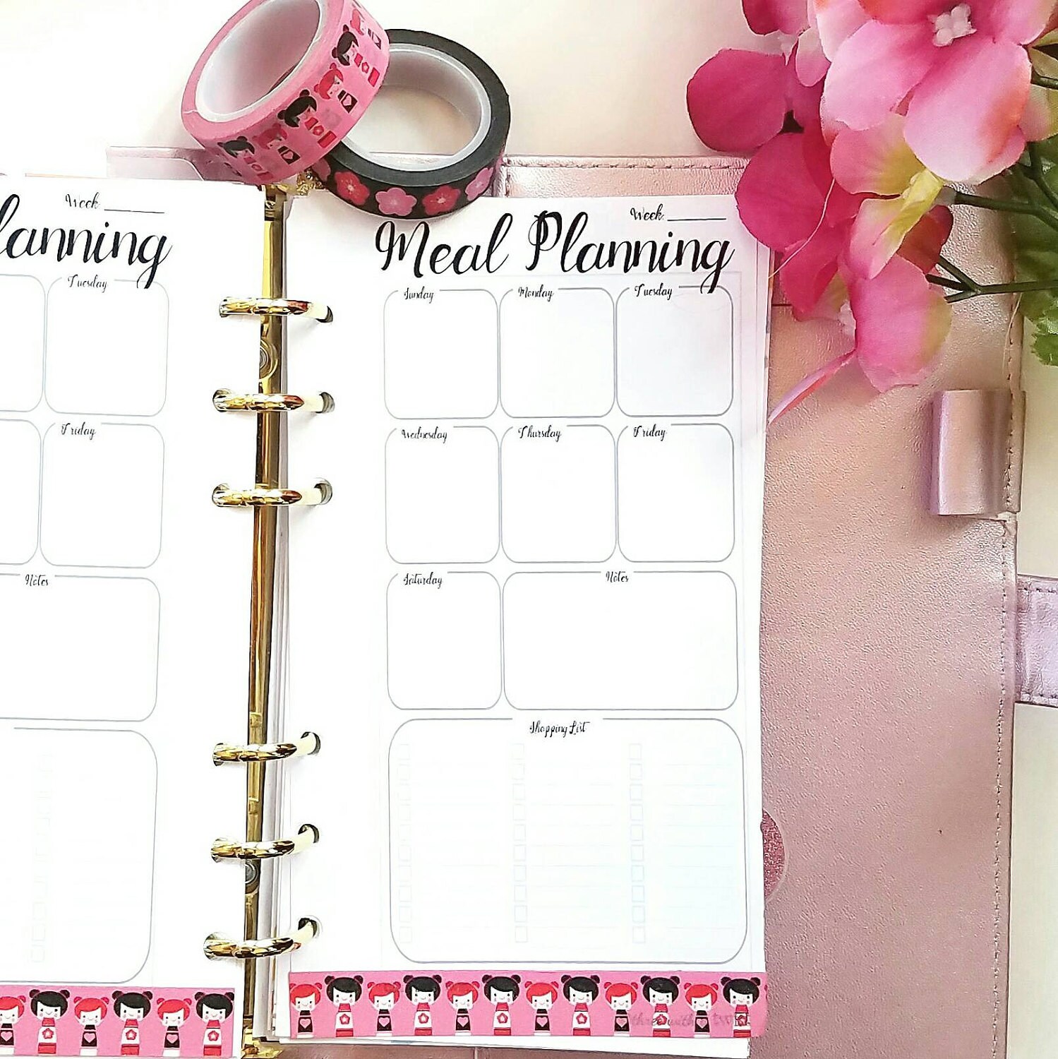 Meal Planning Personal Size Printable Insert 6.75x3.75 Black and White ...
