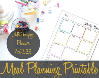 Meal Planning Mini Happy Planner Colored Printable Insert, Shopping List, Create 365, MAMBI Insert, Happy Planner Inserts - INSTANT DOWNLOAD