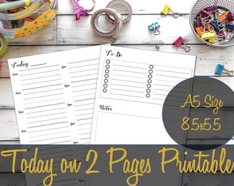 Day on 2 Pages A5 Printable Inserts, A5 Inserts, Webster's Pages Inserts, Kikki K Refills, Filofax Inserts, Franklin Inserts, Arc Inserts