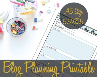 Blog Planning Printable Insert A5, Webster's Pages, Kikki K, Filofax, Franklin Covey - INSTANT Download