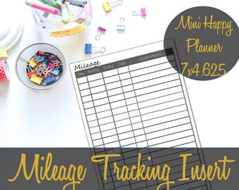 Mini Happy Planner Insert, Mileage Insert, Mileage Tracker, Create 365, MAMBI Insert, MAMBI Mileage Insert, Mini Happy Planner Printable