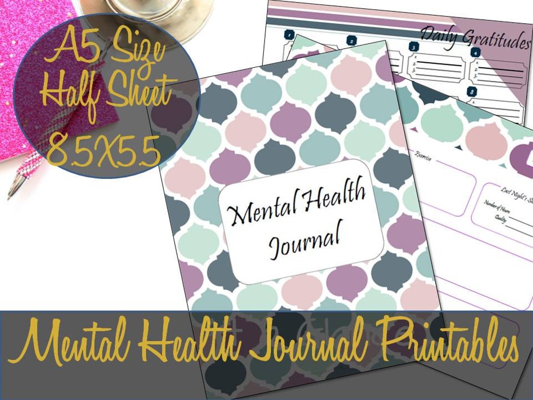 Mental Health Journal Printables A5 Size Half Sheet, Wellness Journal ...