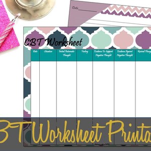 CBT Worksheet Printable Insert, Anxiety Worksheet, Mental Health Aid, Big Happy Planner, Franklin Monarch Insert - INSTANT DOWNLOAD