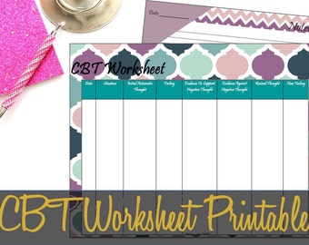 CBT Worksheet Printable Insert, Anxiety Worksheet, Mental Health Aid, Big Happy Planner, Franklin Monarch Insert - INSTANT DOWNLOAD