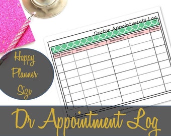 Doctor Appointment Log Happy Planner Insert, Happy Planner Printable Inserts, Health Inserts, Happy Planner Pages, Create 365, MAMBI Insert