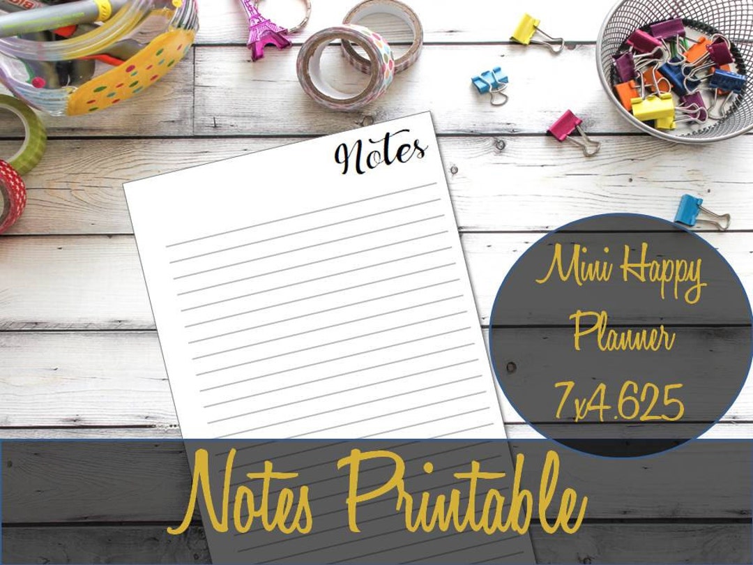 Mini Happy Planner Insert, Notes Inserts, Mini Happy Planner Notes ...