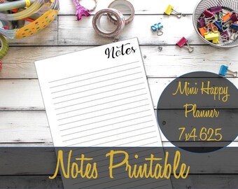 Mini Happy Planner Insert, Notes Inserts, Mini Happy Planner Notes, Journal inserts, Recollections Refill, Mini Happy Planner Printable