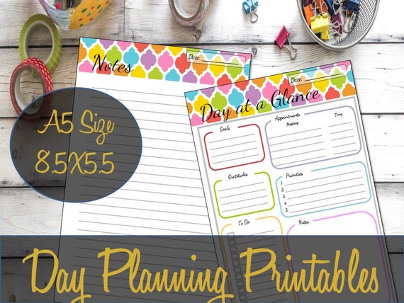day planning blank calendar a5 insert refill day at a glance etsy