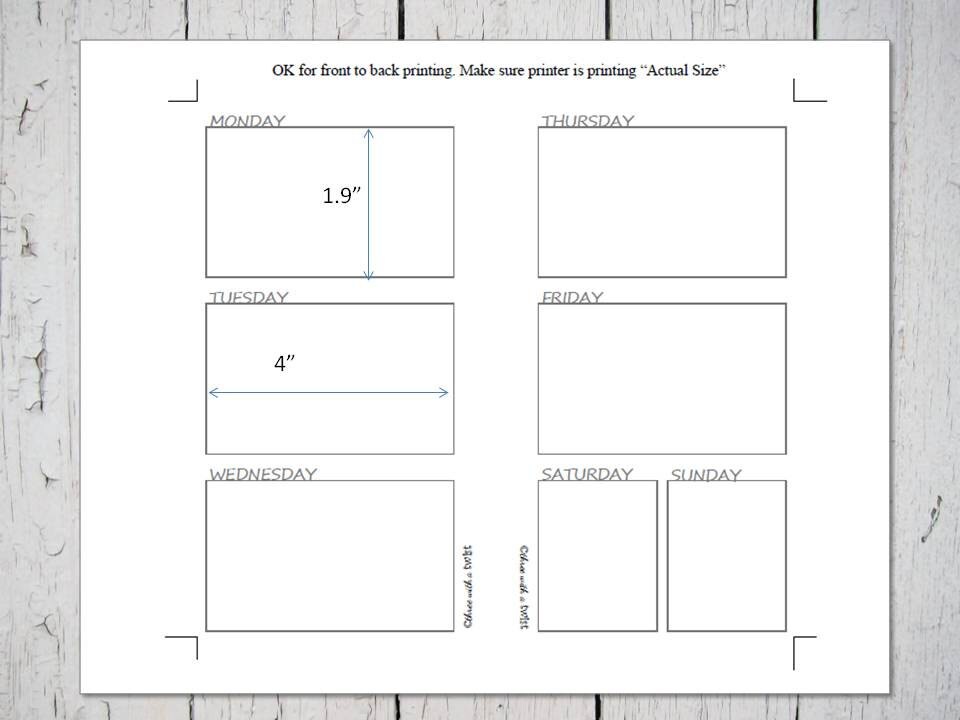 Undated Horizontal Week on 2 Pages Mini Happy Planner Printable Inserts ...