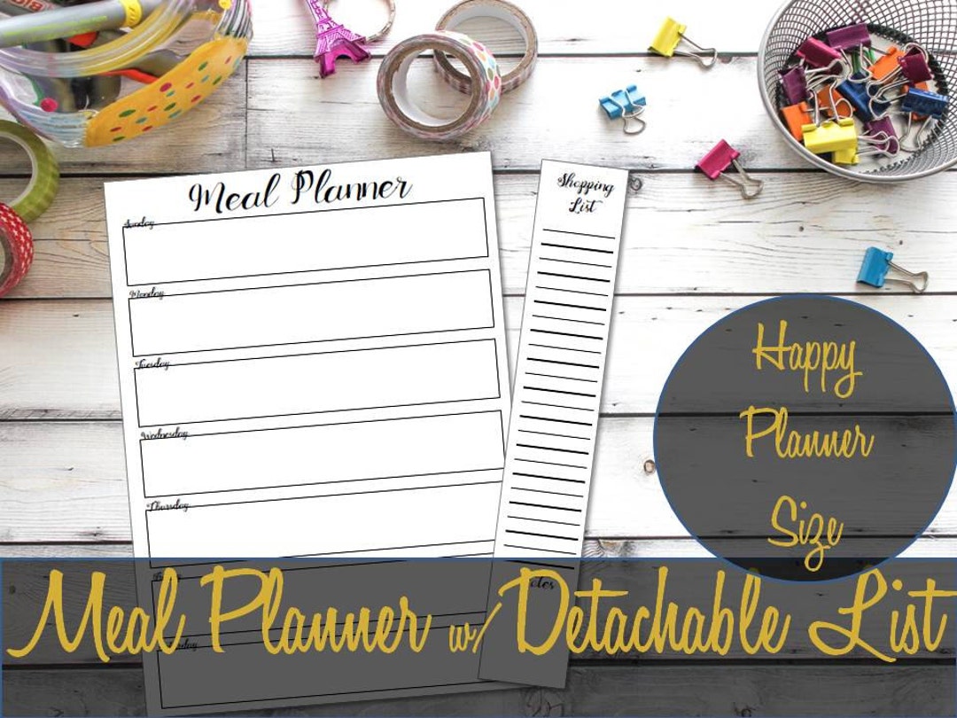 Happy Planner Insert, Meal Planning Insert, Shopping List, Mambi Insert