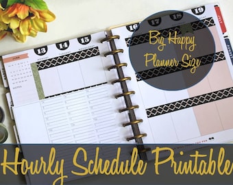 Inserção por hora do Big Happy Planner, Programação por hora, Create 365, Inserção MAMBI, Inserções do Happy Planner, Páginas do Big Happy Planner, Inserção para impressão