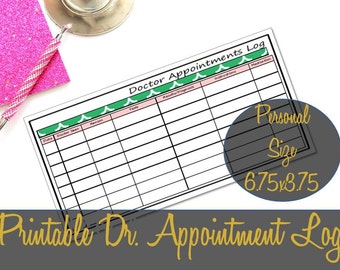 Doctor Medical Appointment Log Personal Size Printable Insert 6.75x3.75, Medical Log, Color Crush, Recollections - INSTANT DOWNLOAD