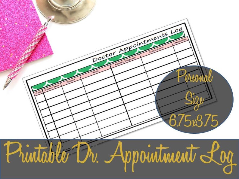 Doctor Medical Appointment Log Personal Size Printable Insert - Etsy
