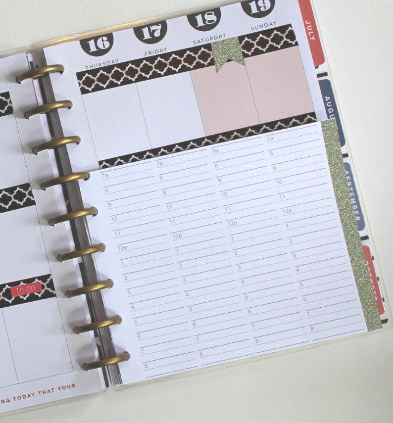 Big Happy Planner Hourly Insert Hourly Schedule Create 365 Etsy