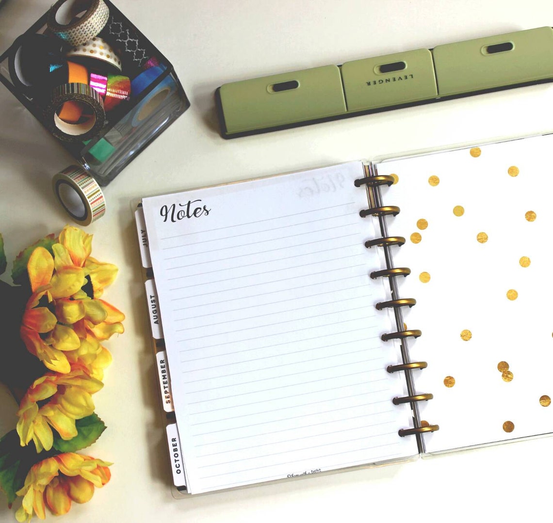Happy Planner Inserts, Happy Planner Notes Insert, Journal Pages, Note ...