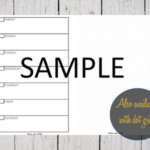 Week With Notes on 2 Pages A5 Printable Inserts Undated Horizontal ...