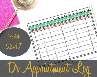 Appointment Pocket Insert, Printable Pocket Inserts, Appointment Log, Pocket Filofax Pages, Pocket Refills, Pocket Pages, Printable Inserts