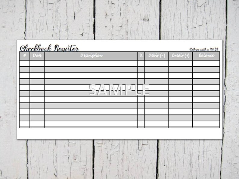 Check Register Recollections Zippered Planner Printable Insert, Checkbook Inserts, Checkbook Log
