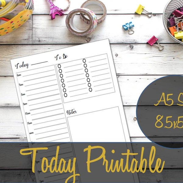 Today A5 Printable Inserts, A5 Inserts, Daily Schedule, Webster's Pages Refill,Kikki K Inserts,Filofax Inserts, Franklin Inserts, Carpe Diem