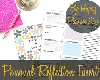 Big Happy Planner Inserts, Reflection Journal, Reflection and Renewal, Personal Improvement, Mambi Insert, Gratitudes, Self Help, Challenges