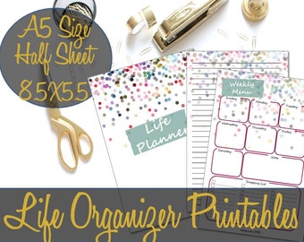 Life Organizer Printables A5 Size Half Sheet, Life Planner, Household Binder, Household Planner, Discbound - INSTANT DOWNLOAD