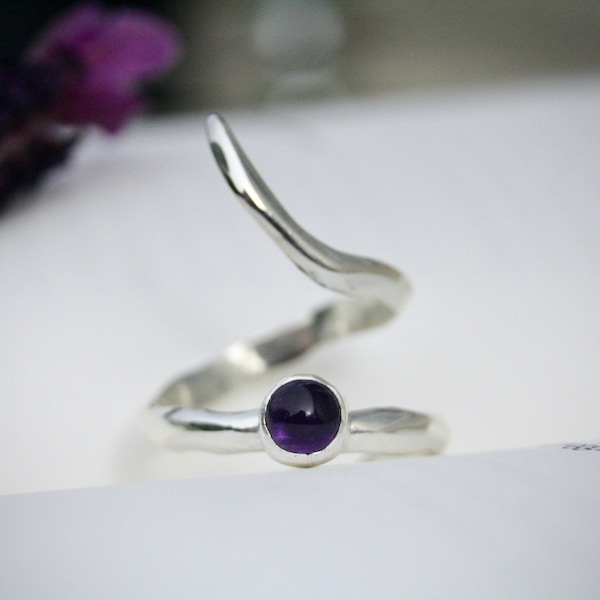 The Serpent - Amethyst - Eco Sterling Silver Ring