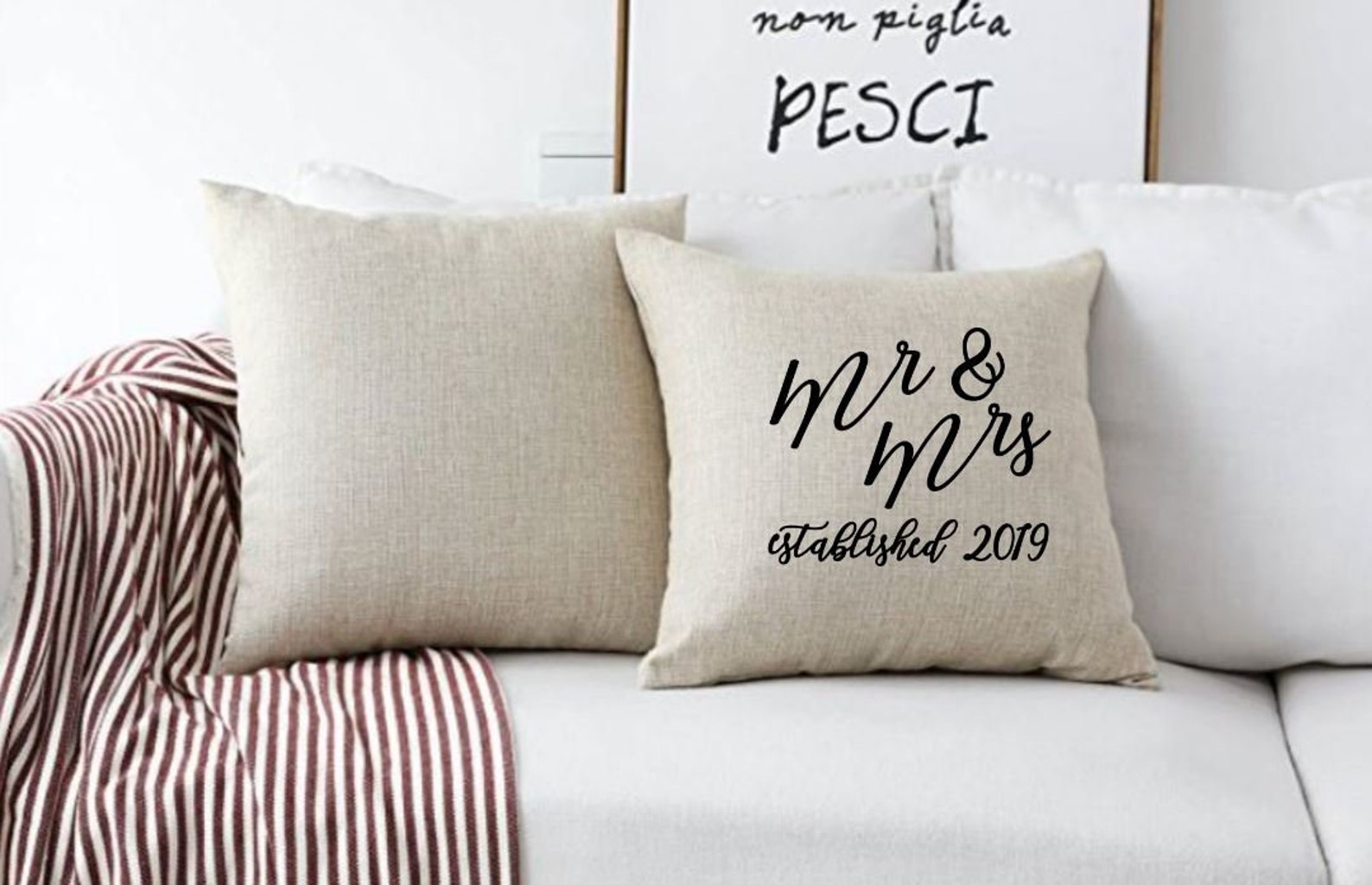 18x18 Mr and Mrs Throw Pillow Cover Etsy