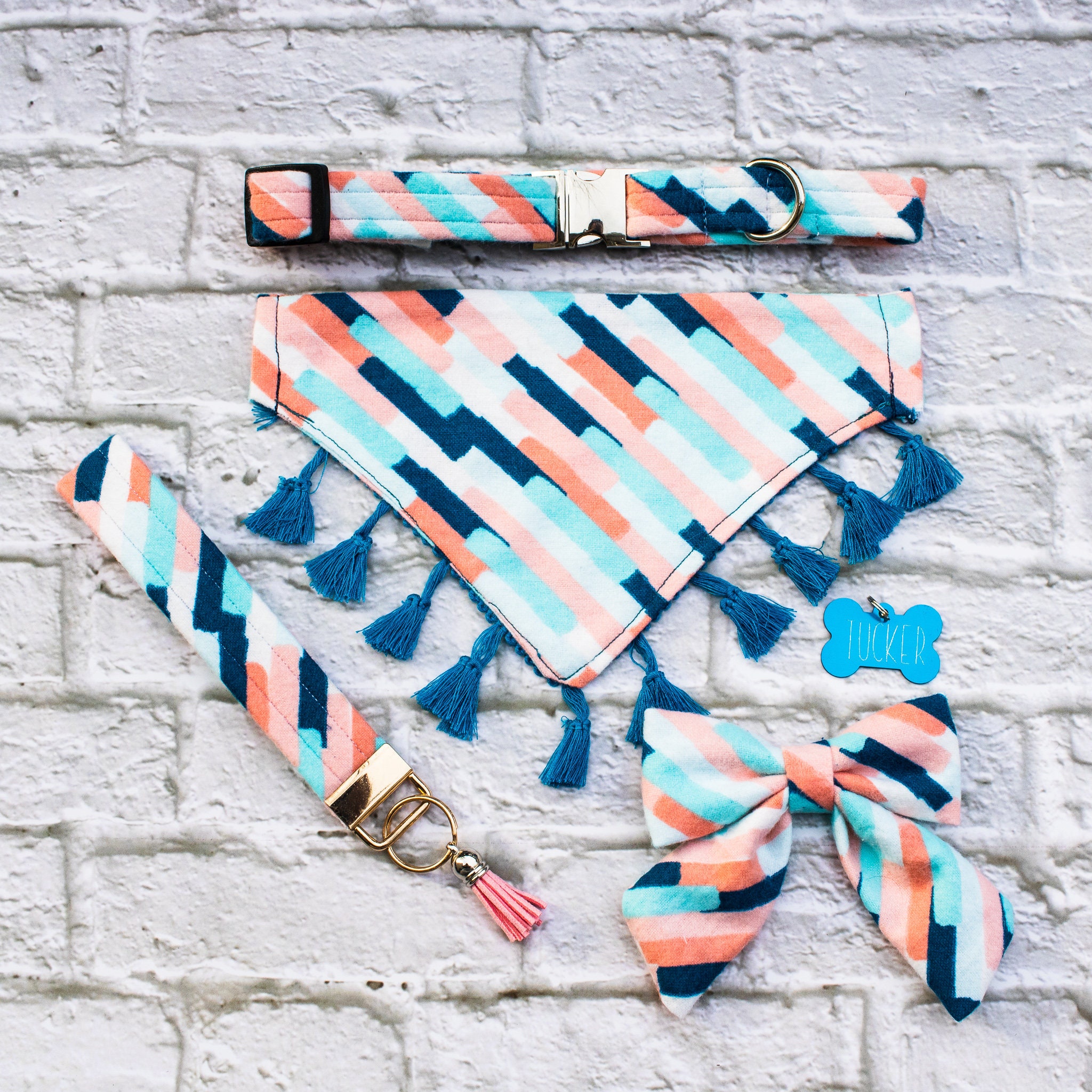 Girly Striped Pet Bandana Pet Bandana Over the Collar Etsy