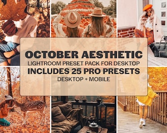 25 ajustes preestablecidos de Lightroom OCTUBRE para computadoras de escritorio y dispositivos móviles / Ajustes preestablecidos de otoño, Ajustes preestablecidos de otoño, Filtro cálido para Instagram, Ambiente otoñal perfecto