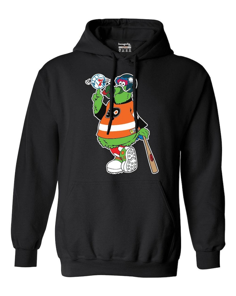 Philly Phanatic Custom Fan Art Black Hoodie: Flyers, Eagles, Sixer and