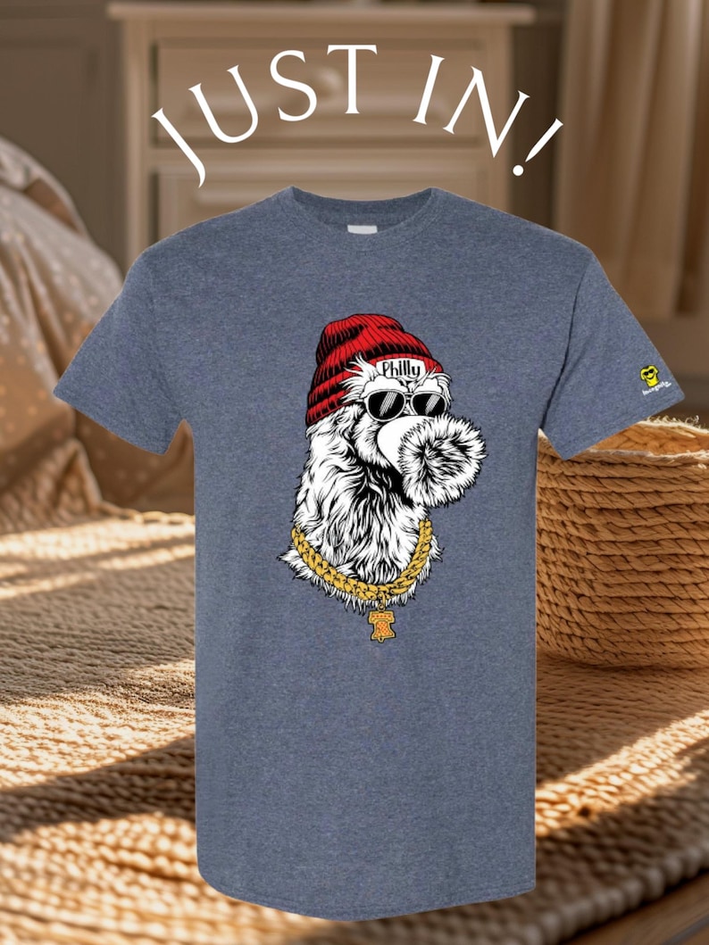 Philly Phanatic art tee: heather navy Phillies fan shirt Bild 6